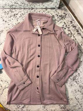 Victoria's Secret Dusty Rose Button-Front Shirt Jacket LOUGE